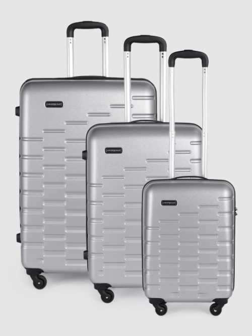 Pack of 3 Textured Trolley Suitcases - Cabin, Medium & Large