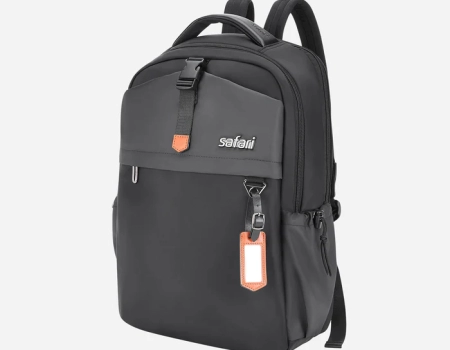 Safari Trooper 20L Black Formal Backpack with Premium Nylon Fabric, Name Tag and Trolley Sleeve