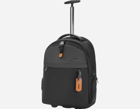 Safari Trooper 20L Black Travel Backpack with Trolley Bag