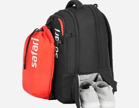 Safari Unite 45L Black Overnighter Travel Backpack with Shoe Compartment, Organized Interiors and Raincover