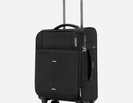 Safari Airpro 40% Lighter Black Trolley Bag with Dual Wheels, Detailed interiors and Expander