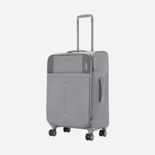 Safari Airpro 40% Lighter Grey Trolley Bag with Dual Wheels, Detailed interiors and Expander