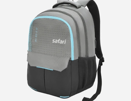 Safari Wing 10 37L Grey School Backpack with Pencil Pouch