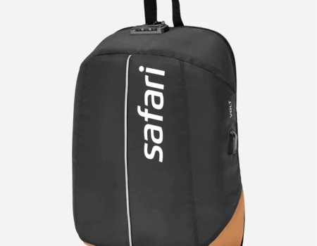 Safari Vault 27L Black Antitheft Laptop Backpack with Combination Lock, USB Port and RFID Pocket