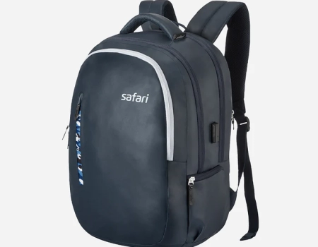 Safari Whiz 30L Blue Laptop Backpack with USB Port, Dust Resistant Fabric and Organized Interiors
