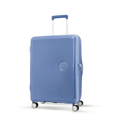 American Tourister Trolley Bag for Travel | Curio Spinner 67 Cms Polypropylene Expandable Hardsided Medium Check-in Luggage Bag | Suitcase for Travel | Trolley Bag for Travelling, Denim Blue