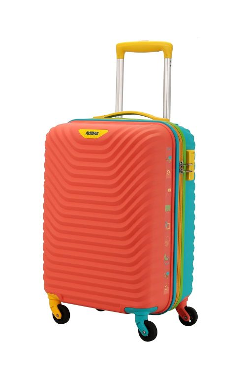 American Tourister Medium Polypropylene (PP) Amt Splash Sp66Cm Multi Color Carry-On Luggage Hard Shell 4 Spinner Wheel Luggage with Tie Down Strap & Complete Lining, H-66 Centimeters,