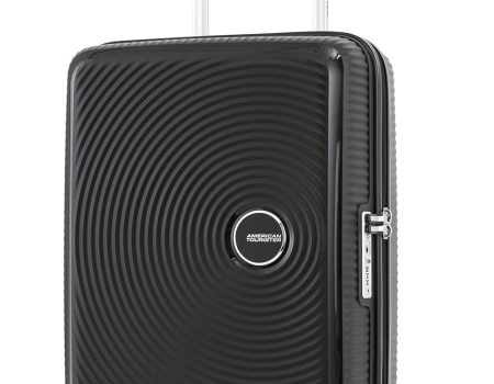 American Tourister Curio Spinner 67/24 cm Polypropylene Hardside Cabin Luggage Recessed TSA Lock, Black (Trolley/Suitcase)