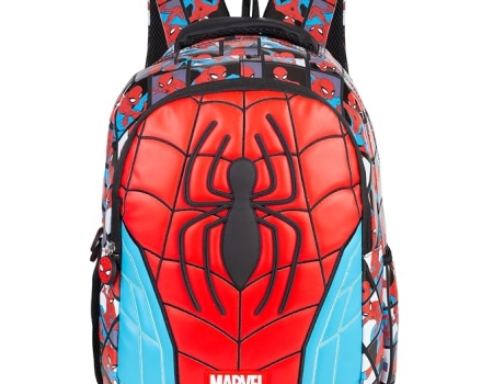 Spider-Man Kids School Bag Red & Blue 16-Inch Trolley Backpack with Wheels Large Capacity Bag