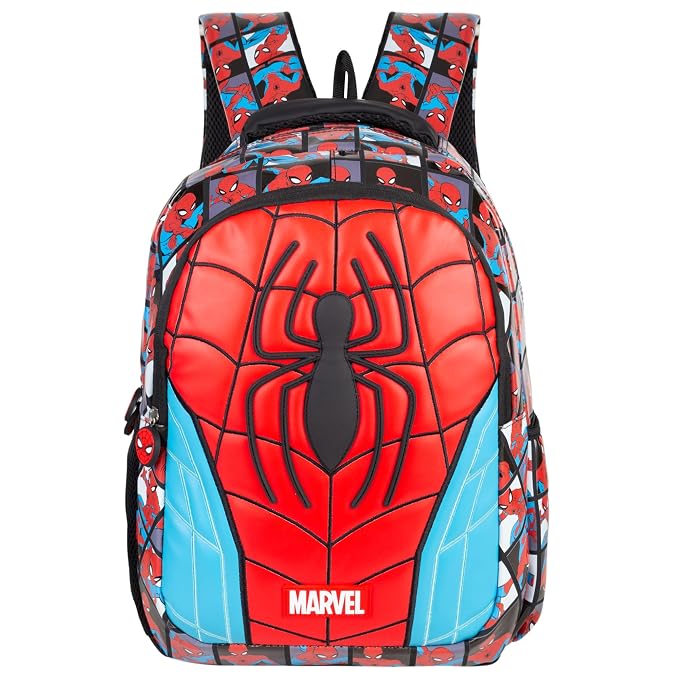 Spider-Man Kids School Bag Red & Blue 16-Inch Trolley Backpack with Wheels Large Capacity Bag